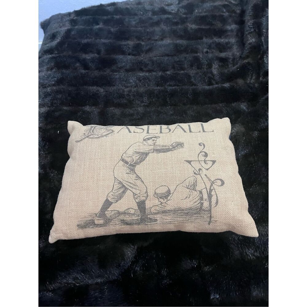 Baseball Player Burlap Pillow, Baseball Decor throw pillow